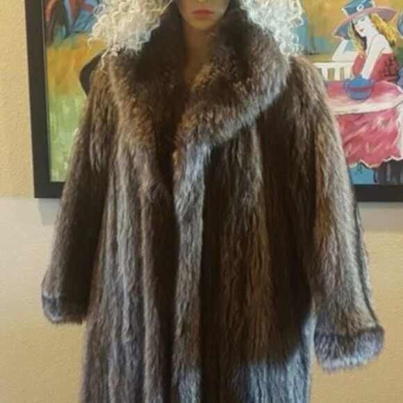 Stunning Raccoon Fur Coat Large‎ Extra Large - Picture 1 of 10